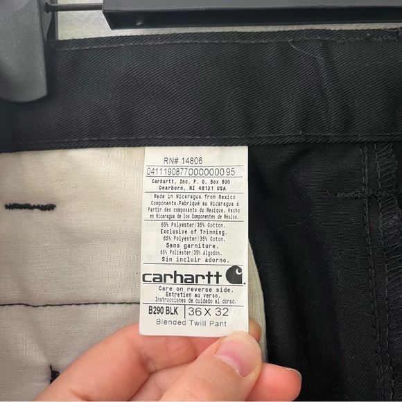 Carhartt Black Blended Twill Flate Front Work Pants Men's Size 36 x 32 - Picture 5 of 7